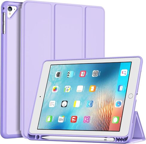 حافظة ProCase رفيعة لجهاز iPad الجيل السادس/ الخامس، iPad Air 2nd/ Air 1st، غطاء خلفي ناعم من مادة TPU مقاس 9.7 بوصة مع حامل قلم رصاص، تنبيه/غفو تلقائي - أسود in Saudi Arabia