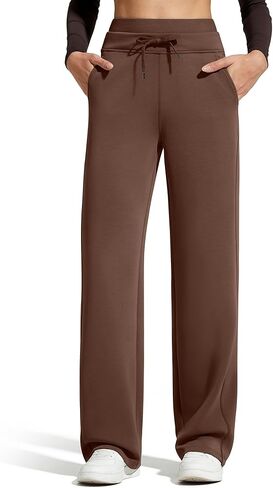 G4Free Smoofit Modal Soft Women's Wide Leg Sweatpants with Pockets Drawstring Double Layer Waist Casual Pants in Saudi Arabia