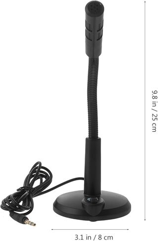 TEHAUX Plastic Desktop Microphone with Base 3.5mm Jack for Computer Laptop Chatting Recording Streaming Black in Saudi Arabia