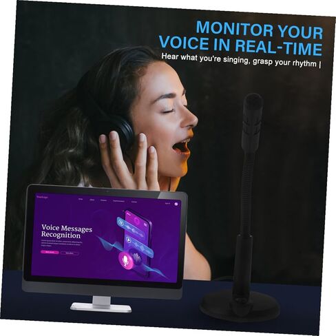 TEHAUX Plastic Desktop Microphone with Base 3.5mm Jack for Computer Laptop Chatting Recording Streaming Black in Saudi Arabia