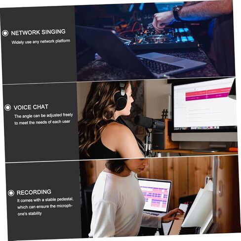 TEHAUX Plastic Desktop Microphone with Base 3.5mm Jack for Computer Laptop Chatting Recording Streaming Black in Saudi Arabia