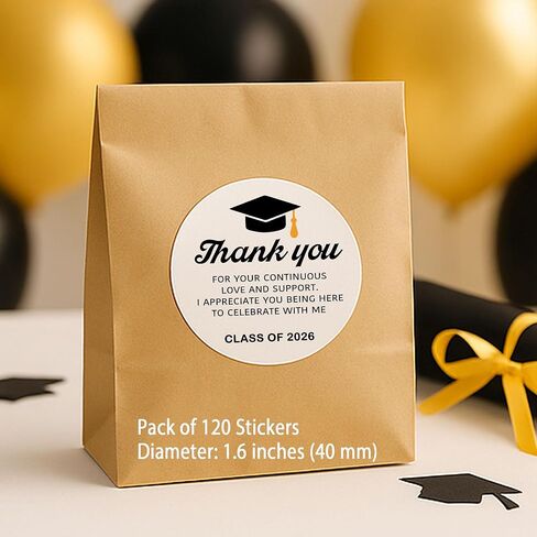 120pcs Thank You for Your Continuous Love and Support Class of 2025 Graduation Party Favor Stickers - 1.6 Inch Round, Premium Adhesive, Graduation Party Favor Stickers in Saudi Arabia