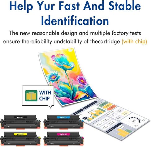 خراطيش حبر 414A 4 عبوات MFP M479fdw مع رقاقة بديلة لطابعة HP 414A 414X W2020A W2020X للطابعة Color LaserJet Pro M479fdw M479fdn M454dw M454dn M479 M454 (أسود سماوي أصفر أرجواني) in Kuwait