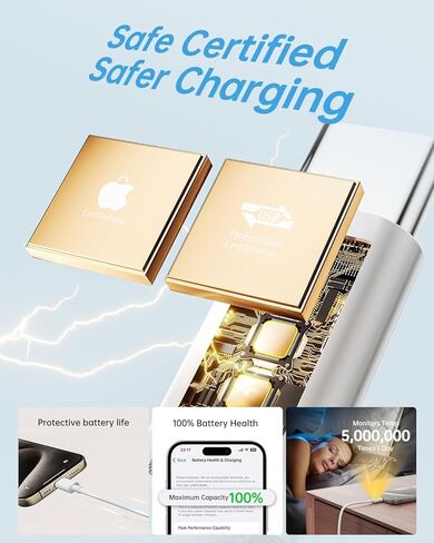 2 حزمة سلك شاحن iPhone 17 16 15 1.2 متر + 2 متر لهاتف iPhone 17 16 15 Pro/Pro Max كابل شاحن مضفر 60 وات سلك شحن سريع طويل جدًا، سلك نقل البيانات من النوع C شواحن باور بانك in Kuwait