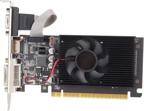 بطاقة رسومات GT610 سعة 2 جيجابايت 64 بت DDR3 منخفضة المستوى، بطاقة رسومات كمبيوتر بمروحة واحدة مع واجهة وسائط متعددة عالية الوضوح، التوصيل والتشغيل in Kuwait