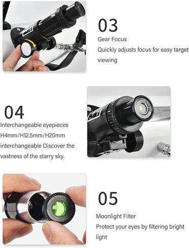 Starwatcher Reflector Telescope 114mm Large Aperture 400mm Length, High Resolution, Lightweight and Compact, Adjustable Tripod for Easy Observation in Saudi Arabia