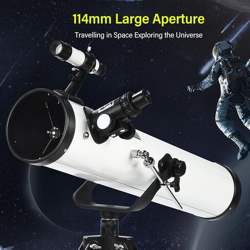 Starwatcher Reflector Telescope 114mm Large Aperture 400mm Length, High Resolution, Lightweight and Compact, Adjustable Tripod for Easy Observation in Saudi Arabia