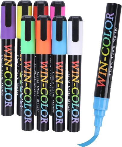 White Chalk Markers 6 Pcs/Pack Chalkboard Markers Erasable Fine tip & Jumbo tip White Car Chalk Window Markers Washable for Cars, Blackboard, Glass, Auto, Window, Mirrors, Menu [1, 5, 8, 10, 11, 15mm] in Kuwait
