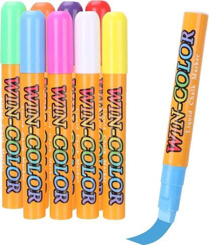 White Chalk Markers 6 Pcs/Pack Chalkboard Markers Erasable Fine tip & Jumbo tip White Car Chalk Window Markers Washable for Cars, Blackboard, Glass, Auto, Window, Mirrors, Menu [1, 5, 8, 10, 11, 15mm] in Kuwait