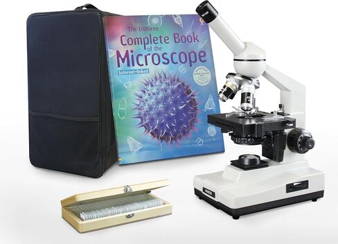 Parco Scientific 3000F-100-LED-P6 Monocular Compound Microscope, 40x—2000x Magnification, LED Light, Microscope Book, Microscope Discovery Kit, 25 Prepared Slides Set, Package ($10 Value) in Saudi Arabia