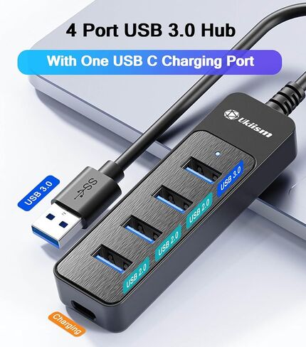 Powered USB Hub 3.0, 5-Port USB Extender with 5V USB C Power Port, for Laptop, PC Car, PS4/5, Xbox, and More in Saudi Arabia