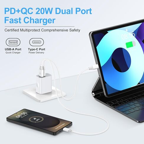 لـ Samsung A36 شاحن سريع Block USB C Plug for Samsung Galaxy A17 A54 S25 FE S24 Ultra، iPhone 17 Pro Max 17 Air 16 Plus 16e 15، Google Pixel 10 Pro XL / 9a / 9Pro / 8،20W Android Phone Charge Wall محول in Kuwait