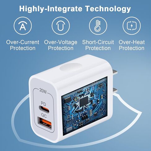 لـ Samsung A36 شاحن سريع Block USB C Plug for Samsung Galaxy A17 A54 S25 FE S24 Ultra، iPhone 17 Pro Max 17 Air 16 Plus 16e 15، Google Pixel 10 Pro XL / 9a / 9Pro / 8،20W Android Phone Charge Wall محول in Kuwait