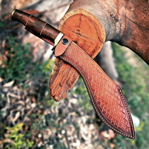 Handmade D2 Steel Survival Kukri Knife With Premium Leather Sheath, 15 Inches Fixed Blade Tactical Hunting Knives, Machete Knife Ideal For Camping, Fishing, Bushcraft and Outdoor Activities in Kuwait