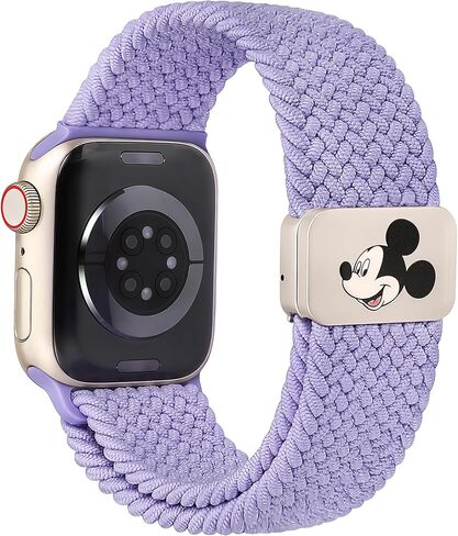 حزام بإبزيم مغناطيسي من الكرتون المضفر متوافق مع أساور ساعة Apple 40/38/41/42/44/45/46/49 مم للنساء والرجال، حزام منسوج من النايلون المرن القابل للتمدد لسلسلة iWatch 11 10 9 8 7 6 5 4 SE/Ultra 3 2 1 in Kuwait