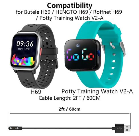[2-Pack] Charger Compatible with Butele H69 / HENGTO H69 / Roffnet H69 / Potty Training Watch V2-A, Magnetic Charging Cable Cord for H69 Smart Watch in Saudi Arabia