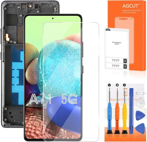 OLED لهاتف Samsung Galaxy A71 5G استبدال شاشة Samsung A71 5G LCD 736238797718 A716F SM-A716U LCD قطع غيار تجميع تعمل باللمس مع إطار (يدعم بصمة الإصبع) in Kuwait