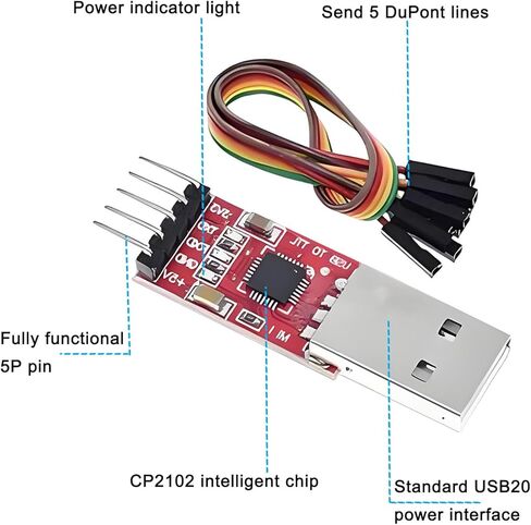 HaoDuoQian 4Pack CP2102 وحدة USB إلى TTL 5PIN محول مسلسل محول وحدة تنزيل مع أسلاك توصيل معزز in Kuwait