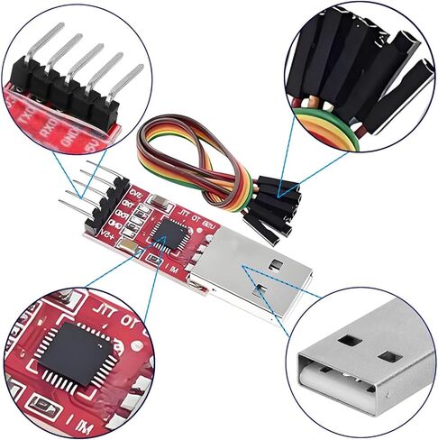 HaoDuoQian 4Pack CP2102 وحدة USB إلى TTL 5PIN محول مسلسل محول وحدة تنزيل مع أسلاك توصيل معزز in Kuwait