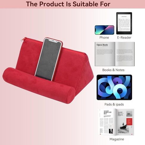 حامل وسادة للكمبيوتر اللوحي وحامل مكتب لاب، وسادة مسند للسرير مع رؤية بزاوية مريحة لأجهزة iPad والهاتف وKindle والكتب، قابلة للطي للسرير والأريكة والسيارة والمكتب والسفر والاستخدام المنزلي (24.5 × 16.5 × 12 سم) in Kuwait