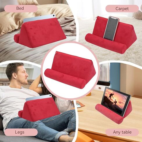 حامل وسادة للكمبيوتر اللوحي وحامل مكتب لاب، وسادة مسند للسرير مع رؤية بزاوية مريحة لأجهزة iPad والهاتف وKindle والكتب، قابلة للطي للسرير والأريكة والسيارة والمكتب والسفر والاستخدام المنزلي (24.5 × 16.5 × 12 سم) in Kuwait