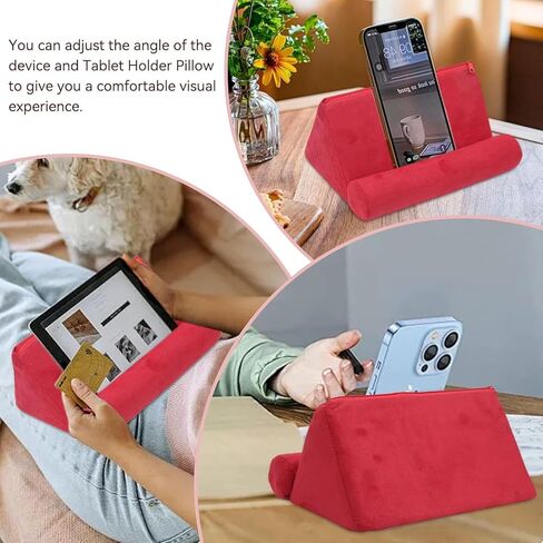 حامل وسادة للكمبيوتر اللوحي وحامل مكتب لاب، وسادة مسند للسرير مع رؤية بزاوية مريحة لأجهزة iPad والهاتف وKindle والكتب، قابلة للطي للسرير والأريكة والسيارة والمكتب والسفر والاستخدام المنزلي (24.5 × 16.5 × 12 سم) in Kuwait