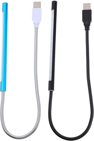 2 قطعة مصباح قراءة USB مع ضوء ليلي LED مرن يعمل باللمس معقوفة للوحة مفاتيح الكمبيوتر المحمول بجانب السرير، تصميم مدمج محمول in Saudi Arabia