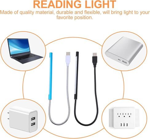 2 قطعة مصباح قراءة USB مع ضوء ليلي LED مرن يعمل باللمس معقوفة للوحة مفاتيح الكمبيوتر المحمول بجانب السرير، تصميم مدمج محمول in Saudi Arabia