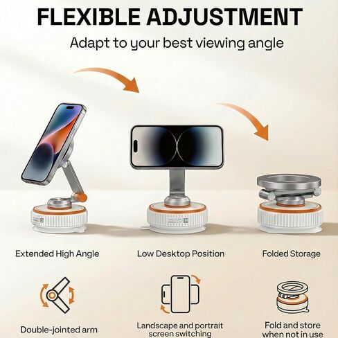 Vacuum Magnetic Car Phone Mount, 120+ LB Vacuum Suction & 3000gf Magnetic Force, 360° Triple-Axis Adjustable Car Holder for iPhone & All Phones, Twist-Lock Suction Cup, Quick-Release – White in Saudi Arabia