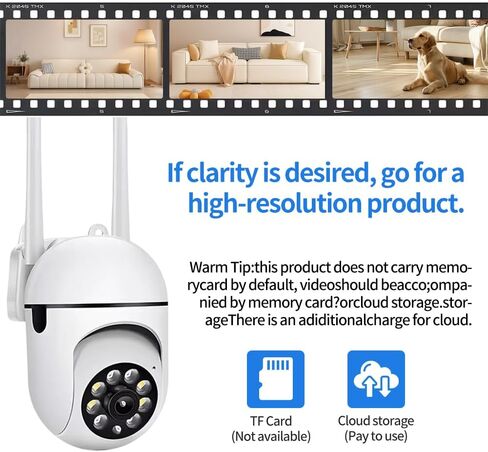 1Pcs Smart 480P Wireless WiFi Surveillance Camera, Pan 360°/tilt 90°/Zoom, Multi-Person Sharing, Two-Way Audio with Night Vision, Support Memory Card/Cloud Storage and Home Security Camera in Saudi Arabia