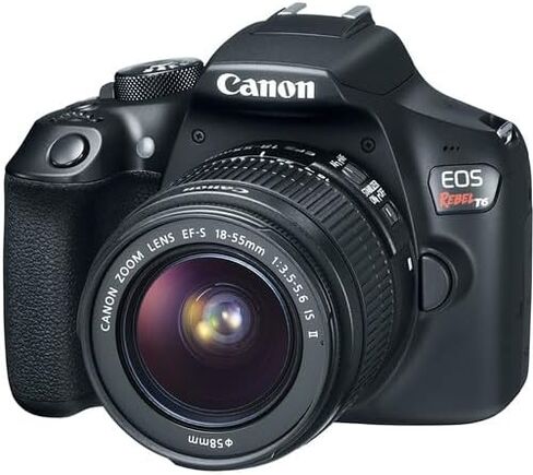 كاميرا Canon EOS Rebel T6 DSLR مع عدسة 18-55 ملم| مستشعر APS-C CMOS بدقة 18 ميجابكسل، وشبكة Wi-Fi مدمجة وفيديو عالي الدقة| للتصوير أثناء السفر والتصوير اليومي (1159C003) + عدسة EF مقاس 50 مم f/1.8 STM + محول EF-EOS R + المزيد in Saudi Arabia