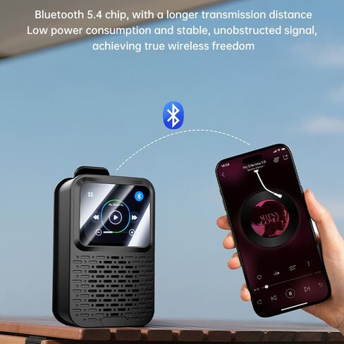 مكبرات صوت بلوتوث محمولة E I F E R، مكبر صوت ذكي بشاشة تعمل باللمس LED مع بلوتوث 5.4، مقاومة للماء IPX5، وحدة صوت 40 مم، مكبر صوت يمكن ارتداؤه بشاشة متعددة الوظائف in Kuwait