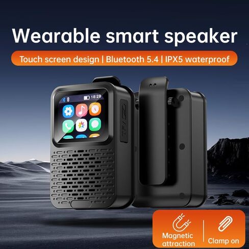 مكبرات صوت بلوتوث محمولة E I F E R، مكبر صوت ذكي بشاشة تعمل باللمس LED مع بلوتوث 5.4، مقاومة للماء IPX5، وحدة صوت 40 مم، مكبر صوت يمكن ارتداؤه بشاشة متعددة الوظائف in Kuwait