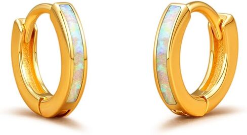 Dainty Opal Huggie Earrings, 14K Gold Plated Cartilage Earrings Jewelry Gift for Women Teen Girls with Quote Card and Velvet Gift Pouch in Saudi Arabia