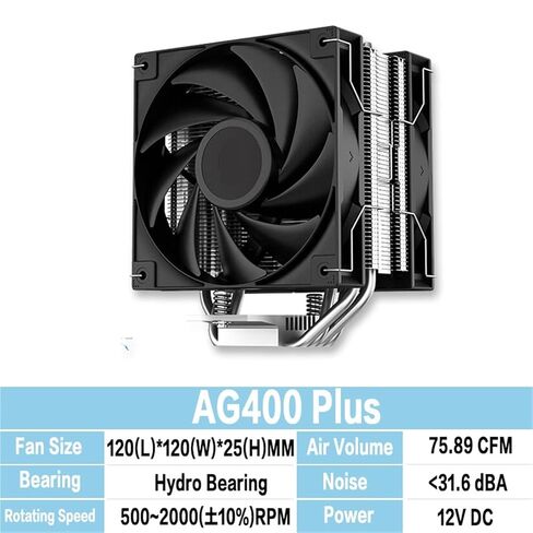 AG400 Plus 4 أنابيب الحرارة مروحة مزدوجة 220 واط وحدة المعالجة المركزية برودة 120 مللي متر مروحة ل LGA1700 1200 115X AM4 وحدة المعالجة المركزية تبريد الهواء المبرد in Saudi Arabia