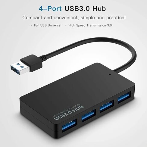 قطعة واحدة من محول كابل الشحن عالي السرعة، موزع USB 3.0، واجهة متعددة - 4 منافذ، موسع USB HUB3.0 موزع USB 3.0، موزع كمبيوتر مكتبي للكمبيوتر المحمول، مظهر أنيق in Saudi Arabia