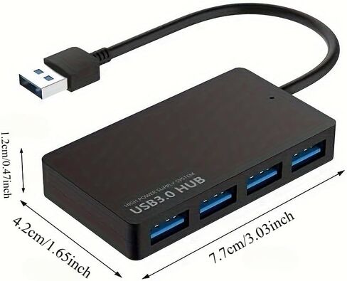 قطعة واحدة من محول كابل الشحن عالي السرعة، موزع USB 3.0، واجهة متعددة - 4 منافذ، موسع USB HUB3.0 موزع USB 3.0، موزع كمبيوتر مكتبي للكمبيوتر المحمول، مظهر أنيق in Saudi Arabia