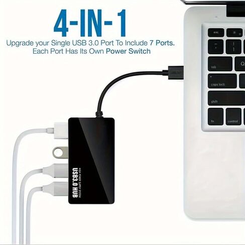 قطعة واحدة من محول كابل الشحن عالي السرعة، موزع USB 3.0، واجهة متعددة - 4 منافذ، موسع USB HUB3.0 موزع USB 3.0، موزع كمبيوتر مكتبي للكمبيوتر المحمول، مظهر أنيق in Saudi Arabia