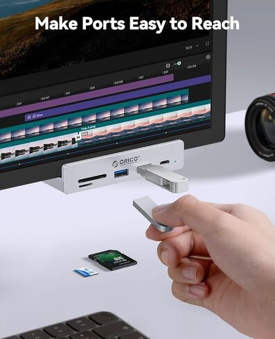ORICO USB Hub 3.2، مشبك USB-Hub مع منفذ Type-C PD 60W، موسع USB 6 منافذ من الألومنيوم بسرعة 10 جيجابت في الثانية مع منفذي USB-A 3.2، USB-C 3.2، قارئ بطاقة SD/TF 3.0، AUX، موزع USB-3.2 للشاشة، المكتب in Kuwait