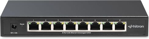 Hitron 8-Port 2.5G Ethernet Switch (APEX2008) – 160Gbps Unmanaged Multi-Gig Network Switch, Fanless Silent Plug & Play Setup, Wall-Mountable Metal Housing for Home, Office & Gaming in Saudi Arabia