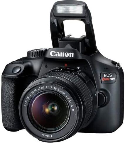 Canon EOS Rebel T100 DSLR Camera with 18-55mm Lens | 18MP APS-C Sensor, Built-in Wi-Fi & Full HD Video | for Beginners, Travel & Everyday Shooting (2628C029) + EF-S 24mm f/2.8 STM Lens + Bag + More in Saudi Arabia