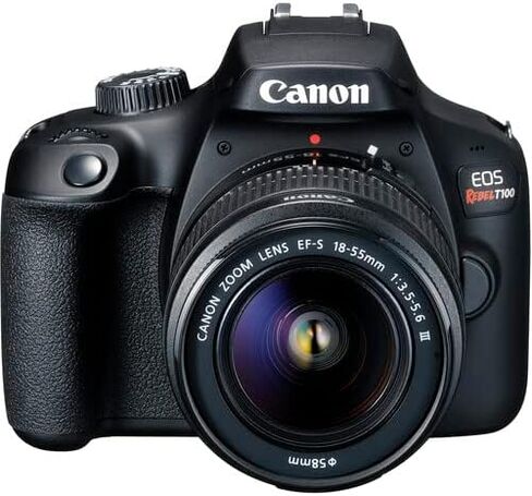 Canon EOS Rebel T100 DSLR Camera with 18-55mm Lens | 18MP APS-C Sensor, Built-in Wi-Fi & Full HD Video | for Beginners, Travel & Everyday Shooting (2628C029) + EF-S 24mm f/2.8 STM Lens + Bag + More in Saudi Arabia