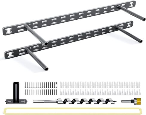 قطعتان من دعامة الرف العائم شديدة التحمل، أجهزة رف عائمة تزيينية، دعامات رف الموقد المعدنية السوداء المخفية (22 بوصة × 6 بوصة × 1.0 بوصة مع أدوات) in Kuwait