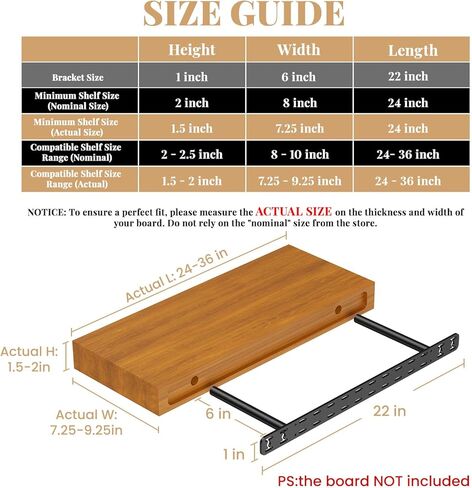 قطعتان من دعامة الرف العائم شديدة التحمل، أجهزة رف عائمة تزيينية، دعامات رف الموقد المعدنية السوداء المخفية (22 بوصة × 6 بوصة × 1.0 بوصة مع أدوات) in Kuwait