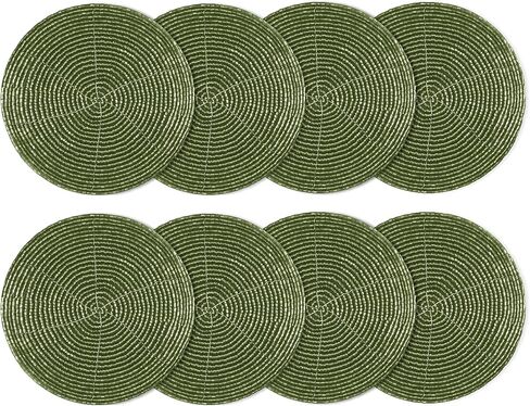COTTON CRAFT Glitz Handmade Beaded Bar Drink Tabletop Protection Coasters - Set of 8 - Halloween Harvest Autumn Fall Thanksgiving Holiday Christmas Xmas Celebration Festive Party - 4 in Round - Gold in Saudi Arabia