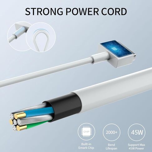 شاحن MagSafe 2 بقدرة 45 وات، محول طاقة على شكل حرف T متوافق مع أجهزة MacBook Air مقاس 11 بوصة 13 بوصة (موديلات 2012 2013 2014 2015 2016 2017) in Kuwait