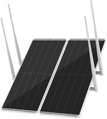 30W Solar Panel Outdoor Dual Band 5.8G/2.4G WiFi Repeater Extender Booster,300m Coverage 1200Mbps,30000mAh Battery,IP65,Supports 100 Devices,for Yard Farm Office Commercial Use (White) in Saudi Arabia