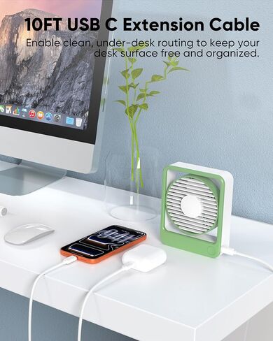 كابل تمديد USB C بطول 10 أقدام، عبوتان، كابل موسع USBC 15 وات/3 أمبير شحن سريع و480 ميجابت في الثانية، سلك USB-C ذكر إلى أنثى لـ Mag-Safe، Apple Watch، iPhone 16/15 PM، HomePod، GalaxyS25، iPad Pro (أبيض 10 قدم) in Kuwait