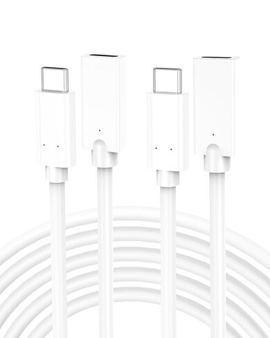 كابل تمديد USB C بطول 10 أقدام، عبوتان، كابل موسع USBC 15 وات/3 أمبير شحن سريع و480 ميجابت في الثانية، سلك USB-C ذكر إلى أنثى لـ Mag-Safe، Apple Watch، iPhone 16/15 PM، HomePod، GalaxyS25، iPad Pro (أبيض 10 قدم) in Kuwait