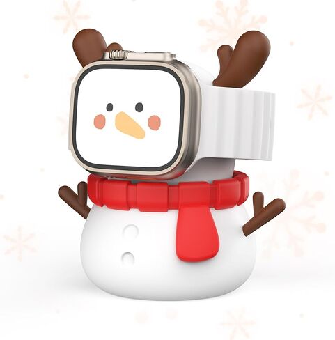 SIKAI CASE Cute Snowman Charger Stand Compatible with Apple Watch Series Ultra2/Ultra/10/9/8/SE2/7/6/SE/5/4/3/2/1,for iWatch 49/46/45/44/42/41/40/38mm Silicone Watch Stand, NO Charger in Saudi Arabia